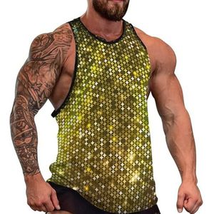 Disco Abstract Gouden Neon Heren Tank Top Grafische Mouwloze Bodybuilding Tees Casual Strand T-Shirt Grappige Gym Spier