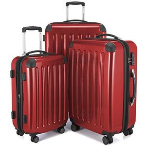 HAUPTSTADTKOFFER - Alex 3-delige kofferset 4 dubbele wielen, trolley-set, uitbreidbare reiskoffer, TSA, (S, M & L), rood