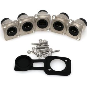 ZBLZGP RJ45 Paneeltype Adapter D-Type Module Categorie 6 Netwerk CAT6 Gigabit Butt Rechte RJ45 Netwerkkabel voor Multimedia Signaaltransmissie (D-CAT6, 5 STKS Zilver)