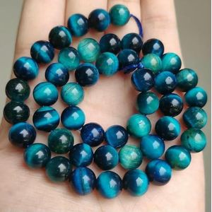 Groothandel Natuursteen Kralen Gele Tijgeroog Ronde Losse Kralen voor Sieraden Maken DIY Armband 15"" Pick Maat 4/6/8/10/12mm-bicolor blauw-6mm 63 stuks kralen