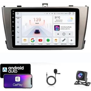 9 Inch Autoradio Compatibel voor Toyota Avensis 2008-2015 met GPS Navigatie CarPlay Android Auto Acht-Core 4G Bluetooth WiFi MirrorLink Stuurwiel Afstandsbediening(T6 8 Core 4G+Wifi 8G+128G)