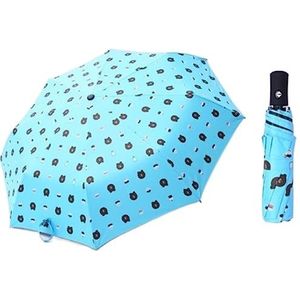 Paraplu Stormparaplu Paraplu Volautomatische Paraplu Zonnebrandcrème Anti-Uv Paraplu Drievoudig Cartoon Regenparaplu Opvouwbaar Waterdichte Paraplu(Color:Light blue)