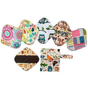 6 Stuks 8 inch Herbruikbare Wasbare Houtskool Bamboe Doek Mama Menstruatie Pads Panty Liner +1 Natte Tas