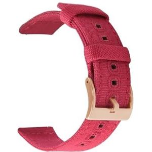 18mm 20mm 22mm gevlochten canvas band geschikt for Samsung Galaxy Watch 3/4 40mm 44mm Classic 46mm 42mm Quick Release armband geschikt for Garmin(Color:Red rose gold,Size:18mm)