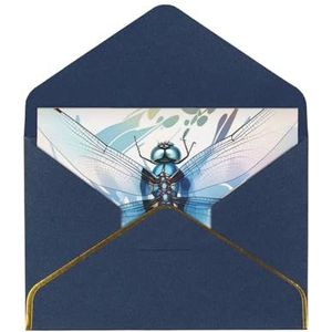 Blauwe libelle bedrukte wenskaarten, prachtige blanco wenskaarten met enveloppen, grappige kaarten voor elke gelegenheid