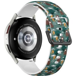Sport-zachte band compatibel met Samsung Galaxy Watch 6 / Classic, Galaxy Watch 5 / PRO, Galaxy Watch 4 Classic (Bears Foxes Trees) siliconen armband accessoire