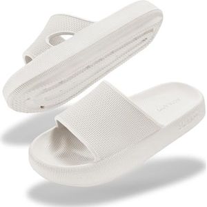 SCHLAPPY Originele badschoenen voor dames en heren, badslippers en wolkenschoenen, 100% plasticvrij, waterdicht en antislip, wit, 40/41 EU