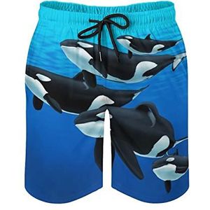 Orca Killer Whale Zwembroek voor heren, bedrukte boardshorts, strandshorts, badmode, badpakken met zakken, S