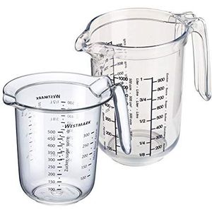 Westmark Set van 2, maatbekers 0,5 l en 1 l, meertalige maatverdeling, kunststof, Gerda, transparant, 306422E6