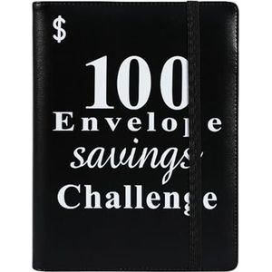Geldbesparende binder - A5 Challengeboek met 100 enveloppen,Cash Saving Binder Vacation Fund, draagbare geldorganisator voor het kopen van een auto Aibyks