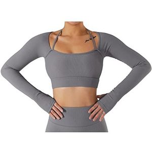 Yoga-top, Sneldrogende Sportkleding, Zachte Comfortabele Vierkante Hals met Lange Mouwen voor Joggen voor Thuis Om Te Hardlopen (M)