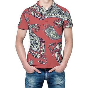 Retro Paisley heren shirt met korte mouwen golfshirts regular fit tennis T-shirt casual business tops