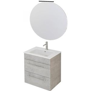 IMPERIAL BAGNO - Hangende badkamerkast 55 cm met spiegel van beton van hout, eenvoudig