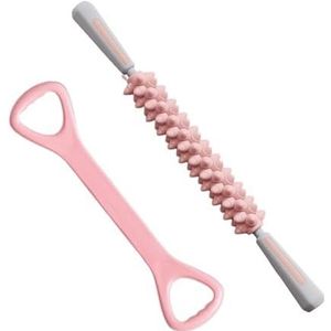 Yoga Massage Stick Wolf Tooth Stick Massage Roller Kuitspier Ontspanning Artefact Roller Rolling Dij Luangya Stick (Size : Pink+tensioner)
