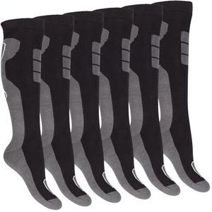 Footstar Thermosokken voor dames en heren, winterkniekousen (6 paar), badstof sokken, zwart, 47/50 EU