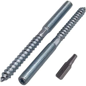 SKIR'CO (30 stuks) Stokschroeven M8 x 100 mm, plugschroeven met dubbele draad, dubbele kopbouten