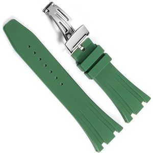 yeziu Rubber Horlogebandje Voor AP Royal Oak Offshore 15400/15202/15703men Horlogeband Accessoires 27mm 28mm(Color:Green Silver,Size:27mm)