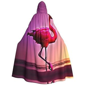 FRGMNT Roze flamingopatroon print unisex volledige lengte capuchon mantel feestmantel perfect voor carnaval carnaval cosplay