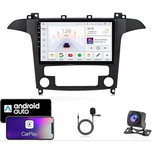 9 Inch Autoradio Compatibel voor Ford S-MAX 2006-2015 met GPS Navigatie CarPlay Android Auto Acht-Core 4G Bluetooth WiFi MirrorLink Stuurwiel Afstandsbediening(T4 8 Core 4G+Wifi 4G+64G)