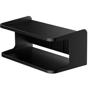 Drijvende wandgemonteerde plank beugel standaard muur dubbellaagse plank opslag planken beugel nachtkastje abs plastic organizer kantoorhouder (zwart)