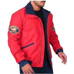 Suiting Style David Hasselhoff Beach Red Jacket - Baywatch Life Guard lichtgewicht herenjack - The Mentor katoenen jas, Rood, XXL