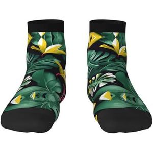 Hawaiiaanse tropische bladeren bloemenprint veelzijdige sportsokken voor casual en sportkleding, geweldige pasvorm voor voetmaten 36-45, Hawaiiaanse tropische bladeren bloem, Eén Maat