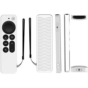 Anti-verlies beschermhoes compatibel met Apple TV 4K 2e generatie afstandsbediening Siri 2021, anti-slip, schokbestendig, gemaakt van duurzame siliconen (wit)