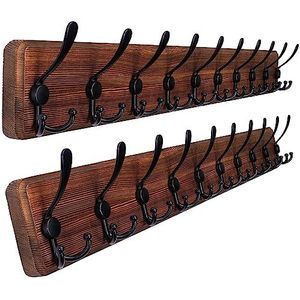 lomejii Houten wandkapstok met 3 haken, 31 cm, sterke