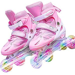 HWGING Inlineskates, 2-in-1 rolschaatsen, voor kinderen, in maat verstelbaar, rolschaatsen, voor jongens en meisjes, jongeren en beginners