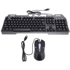 Bekabelde toetsenbord- en Muiscombinatie, Ergonomisch Gamingtoetsenbord en Muisset met 104 Toetsen en RGB-Licht, USB Plug-and-Play Licht en Slank