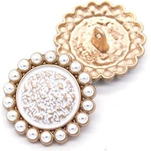 Knop Metalen knop naaiknop 5 stuks Vintage Ronde Diamant Parel Gouden Metalen Knopen for Dameskleding Trui Decoratieve Jasknoppen -Rood - YDS04,22mm (Color : White Yds33_25mm)