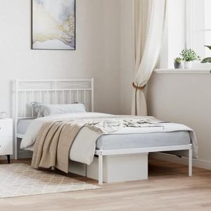AUUIJKJF Bedden & accessoires Metalen bedframe met hoofdeinde wit 100x190 cm meubels