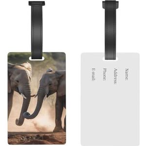 PVC bagagelabels one size bagagelabels voor koffer, twee olifanten die bagagelabel spelen met afneembare polsband PVC naam-ID-label kofferlabels kofferlabels kofferlabel kofferlabel voor reizen