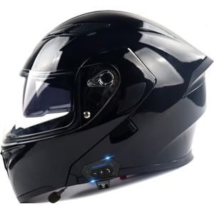 Lichtgewicht Bluetooth-Motorhelm Met Snelsluiting DOT/ECE Goedgekeurde Omkeerbare Motorhelm Modulaire Off-Road Helm Anti-Condens Dubbele Lens Voor Racen 4,XXXL(65-66CM)