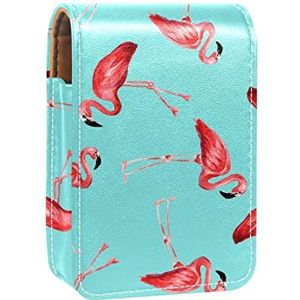 Gepersonaliseerde Lipstick Case Draagbare Make-up Tas Cosmetische Pouch Lippenstift Houder Make-up Organizer bloed rode Flamingo's schilderen, Meerkleurig, 9.5x2x7 cm/3.7x0.8x2.7 in