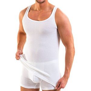 HERMKO 3018 Classic onderhemd voor heren, dubbelgeribbeld, van biologisch katoen, verpakt per 5 stuks, wit, 4XL