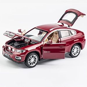 Schaal afgewerkte modelauto 1:32 Voor BMW X6 SUV Legering Off-Road Auto Model Geluid Licht Diecasts Metalen Speelgoed Voertuigen Decoratieve Gift Miniatuurreplica-auto (Color : Red)