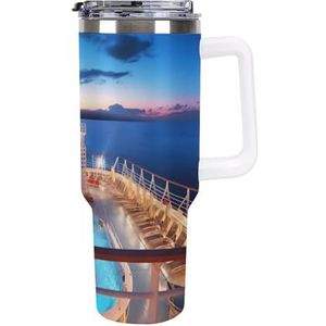 RTFGHJS 40 oz Tumbler Zwembad Party Cruise Schip Geïsoleerde Tumbler Reizen Koffiemok met Rietjesdeksel Roestvrijstalen Waterfles Vacuüm Geïsoleerde Tumbler voor Sport Werk Auto Reizen Weekends