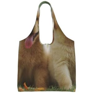 BEEOFICEPENG Schoudertas, Grote Canvas Tote Bag Tote Purse Casual Handtas Herbruikbare Boodschappentassen, Gele Labrador Retriever Puppies, zoals afgebeeld, Eén maat
