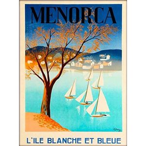 Metalen tinnen bord Menorca Menorca Eiland Spanje Vintage reizen badkamerbord elegant wandbord retro metalen wandbord voor muur cafe bar 20x30 cm