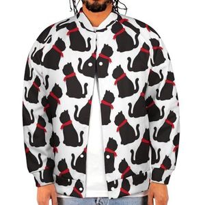 Zwarte Kat Patroon Grappige Mannen Baseball Jacket Gedrukt Jas Zacht Sweatshirt Voor Lente Herfst
