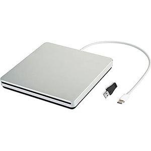 Externe CD DVD Drive, Type C brander met Smart Touch Button Draagbare Slanke DVD CD RAM Schrijver Reader met hoge snelheid gegevens voor Notebook Laptop Desktop Ondersteuning Windows 7 8 10 (Sliver)