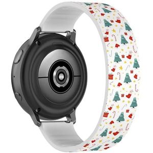 RYANUKA Solo Loop Strap compatibel met Samsung Galaxy Watch 6 / Classic, Galaxy Watch 5 / PRO, Galaxy Watch 4 Classic (kerstboom snoep stokken sokken) rekbare siliconen band band accessoire,