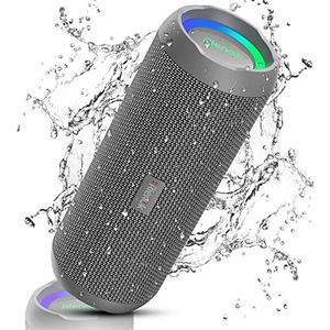 RIENOK Bluetooth luidspreker met licht, Bluetooth 5.3, muziekbox, bas, draadloze box met IPX7 waterdicht, stereogeluid, draagbaar