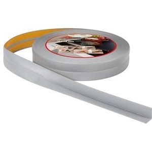 ProfiPVC Zachte plint zelfklevend 18x18mm - 15 meter, afwerking plint voor keuken en badkamer, PVC zelfklevende afdichtstrip, flexibel, Grijs