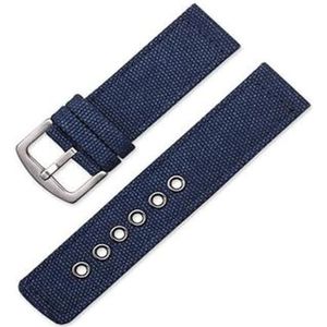 Horlogebanden Canvas Camo Nylon Band 18mm 20mm 22mm 24mm Horlogeband Zwart Horloge Band Horloge onderdelen Horlogebanden Vervanging Man vrouw (Color : Blue, Size : 22mm)