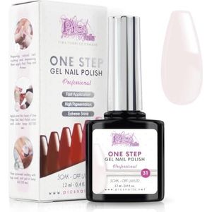 Semi-Permanente UV/Led Nagellak One Step 12 ml - Lichtgrijs - Glanzende UV Gel Nagels met of zonder Basis en Top Coat