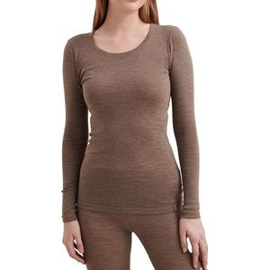 DILLING Shirt Van Merinowol Voor Dames Bruin melange 36