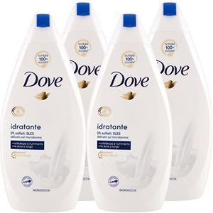 4 x Dove vochtinbrengende douche zachtheid en voedingsstoffen badschuim - 4 flessen van 450 ml