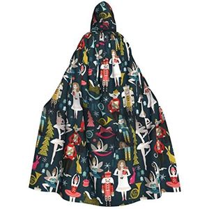 Bxzpzplj Dames Notenkraker Ballet Xmas Dans Print Carnaval Hooded Cape Voor Volwassenen, Heks Vampier Cosplay Kostuum Mantel, Carnaval Feesten